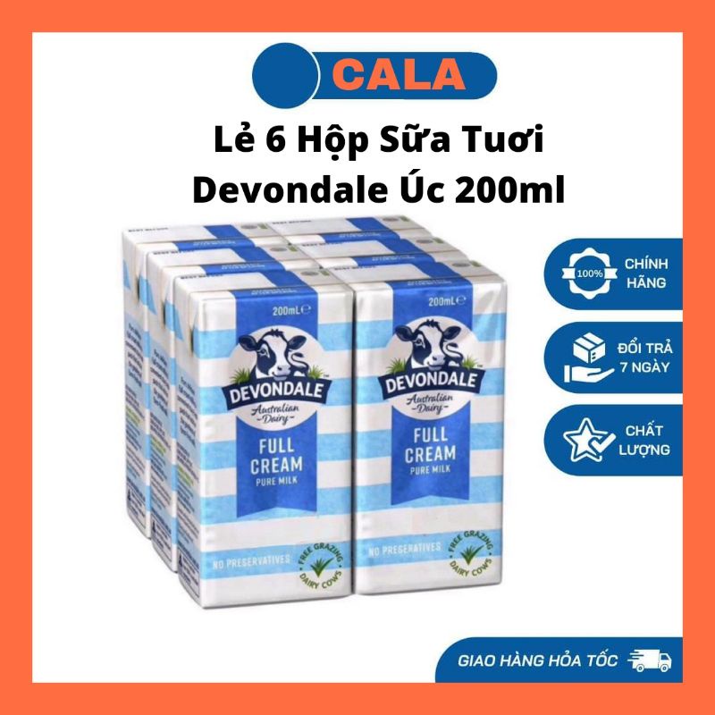 Lẻ 6 Hộp Sữa Tuơi Devondale Úc 200ml