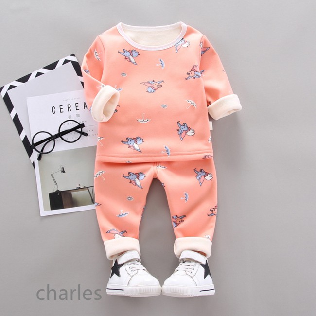 Set Đồ Bộ Dài Tay Vải Cotton Ấm Áp Cho Bé