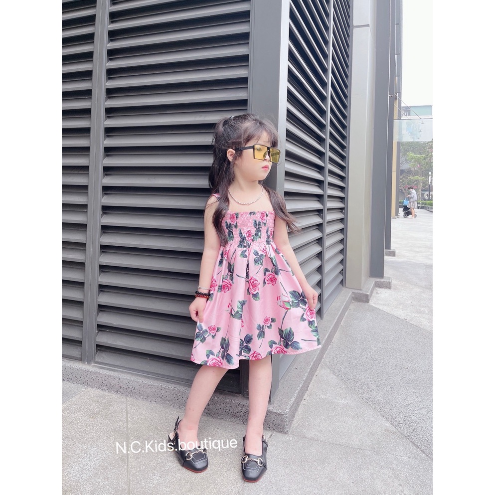 Váy 2 dây hoa hồng KÈM MŨ xinh cho bé gái - VHHKM