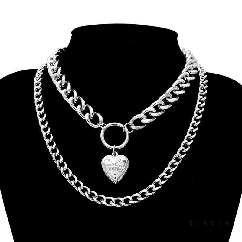 Vòng Cổ Choker Hai Lớp Mặt Hình Trái Tim Thời Trang Cho Nữ