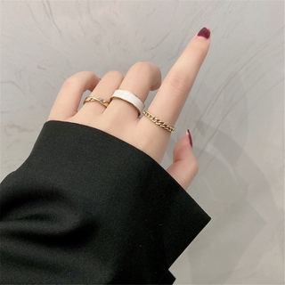 [COD] Fashion Trendy Individual Character Ring Contracted Wide Surface Drop Oil and Temperament Accessory