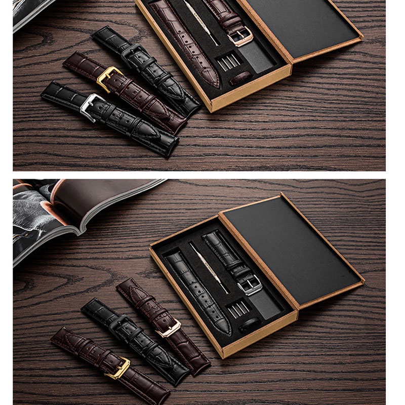 Dây Đeo Đồng Hồ Bằng Da Bò Chống Nước Và Mồ Hôi Họa Tiết Da Cá Sấu 12mm 14mm 16mm 18mm 19mm 20mm 21mm 22mm 24mm