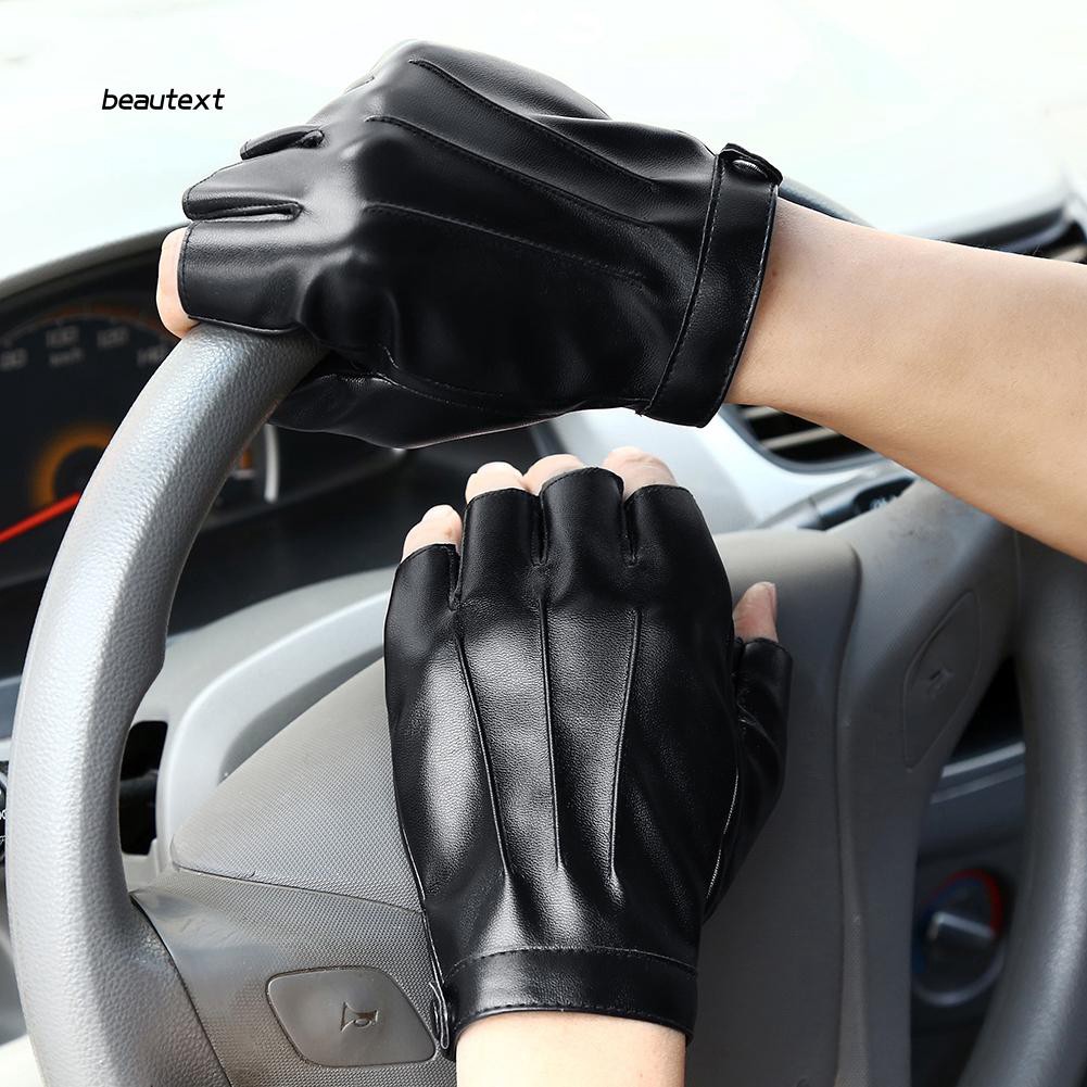 Găng tay giả da hở ngón thoáng khí cho nam