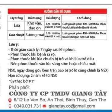 Kasumin 3sl Thuốc trừ bệnh thối nhũng vi khuẩn hoa lan, nấm, đạo ôn, bạc lá