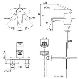 Vòi rửa mặt Inax LFV-1101S-1