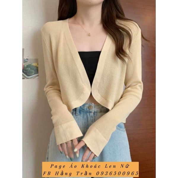 Áo khoác len cardigan dáng lửng mix đầm không cút.