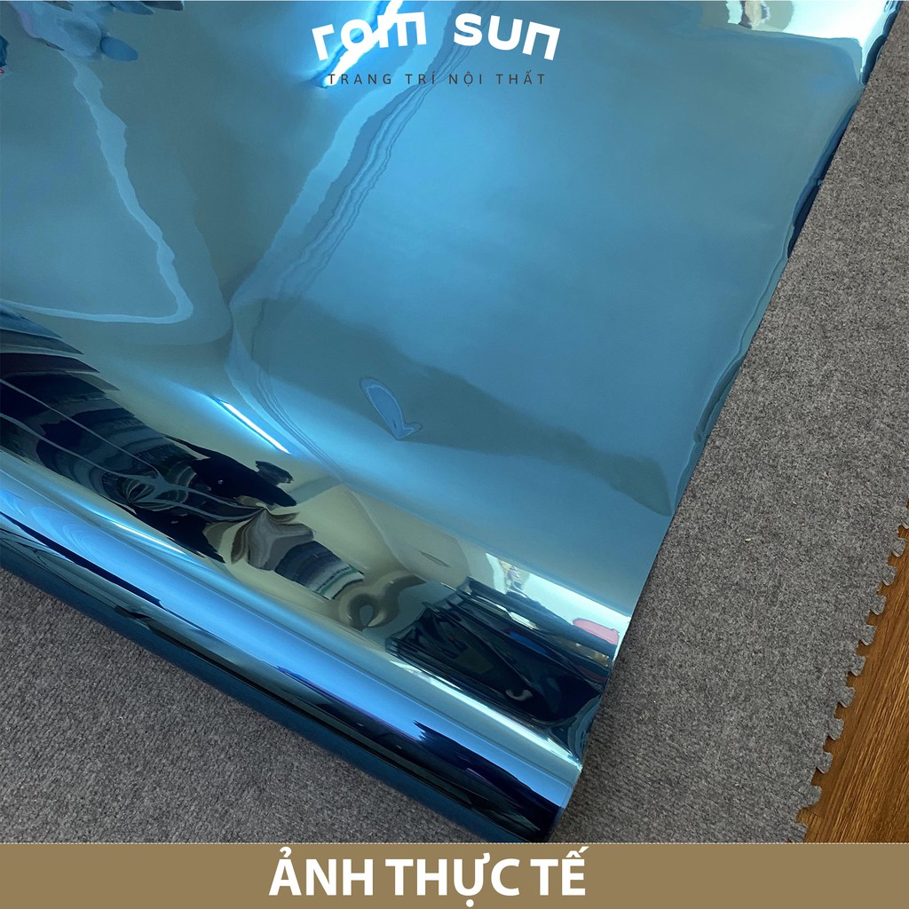 Giấy dán kính 1 chiều chống nắng phản quang màu xanh