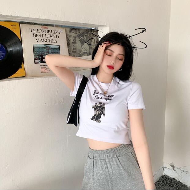 Crop Tops summer women chic printing korean fashion | BigBuy360 - bigbuy360.vn