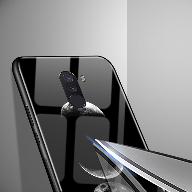 Ốp điện thoại kính cường lực in hình vũ trụ độc đáo cá tính cho Xiaomi Pocophone F1