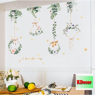 Decal dán tường dây hoa treo tường số 2