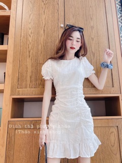 Váy trắng đuôi cá nhún eo-combo 2 váy