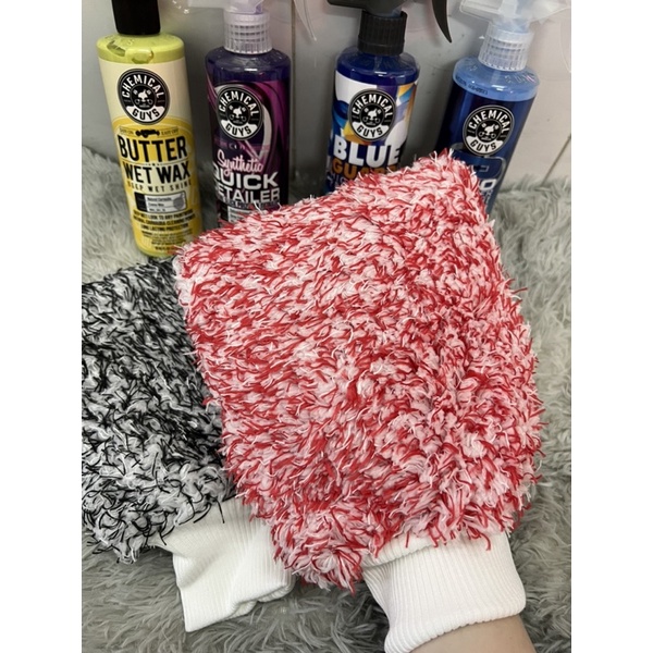 Bao tay rửa xe 2 mặt Microfiber, găng tay rửa xe ô tô chuyên dụng siêu mềm thấm hút, dụng cụ lau chà rửa xe bọt tuyết