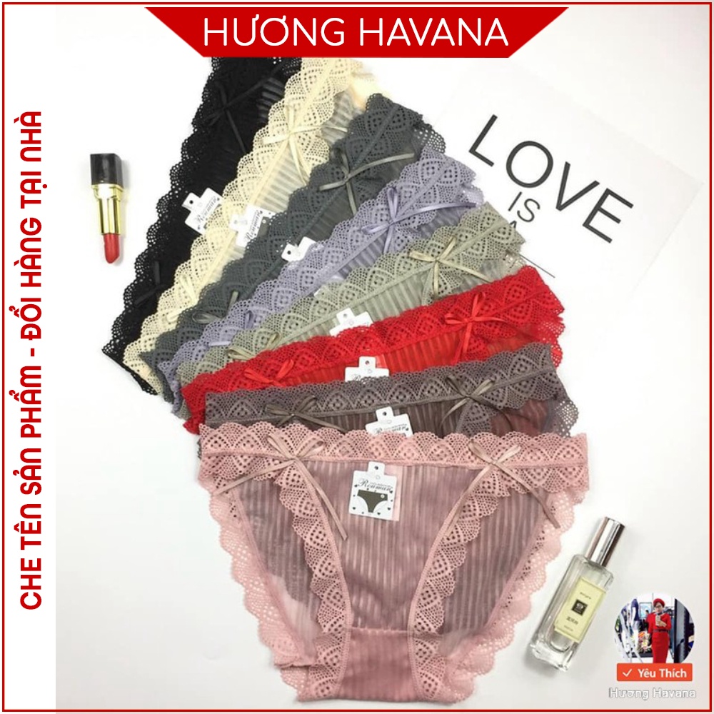  Quần lót nữ ren nơ xuyên thấu sexy- quần chip nữ freesize cao cấp FLQ84