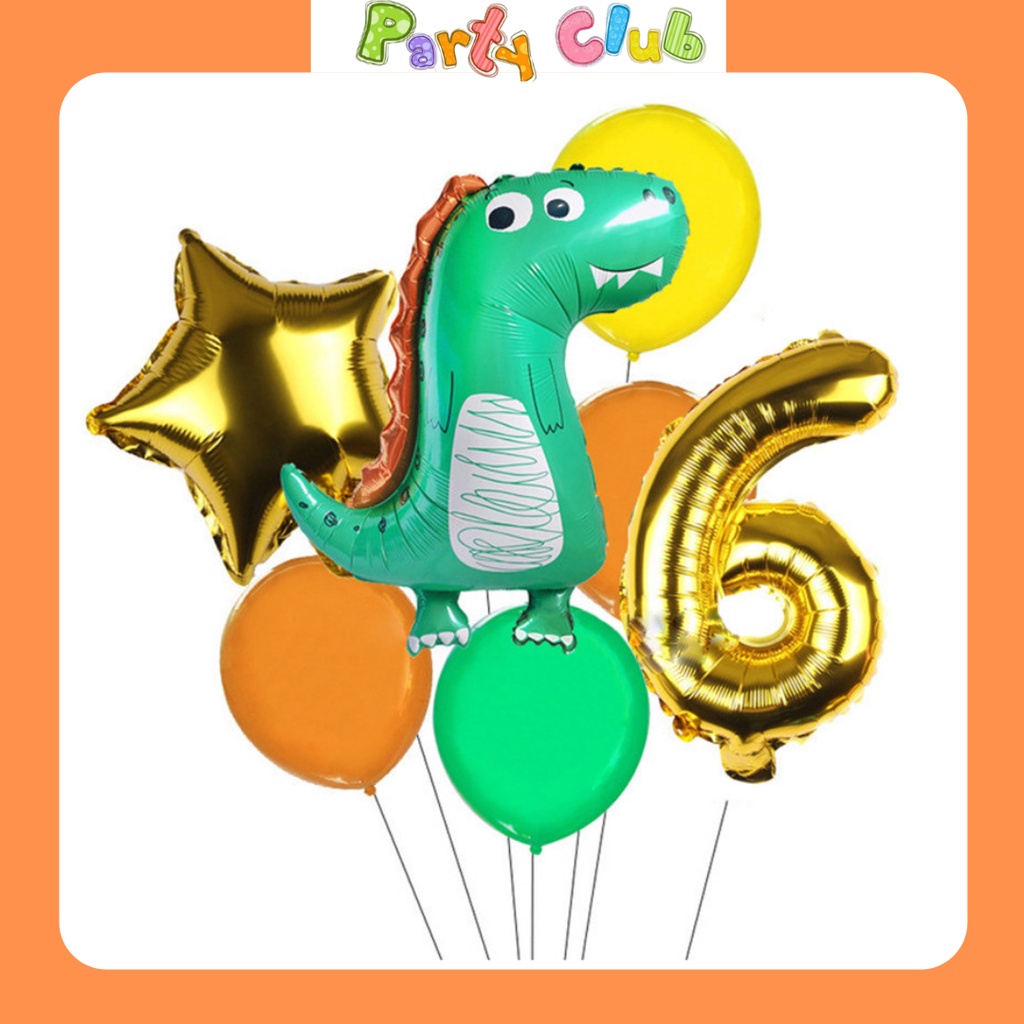 Set bóng khủng long kèm bóng số tuổi sinh nhật cho bé