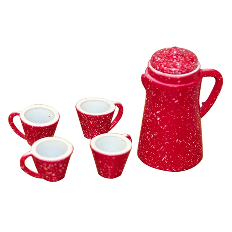 Bộ Ấm Đun Nước Mini 4 Cốc Tỉ Lệ 1 / 12 Độc Đáo Trang Trí Nhà Búp Bê DIY