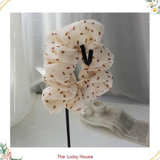 Dây buộc tóc Scrunchies Chiffon chấm bi HD47