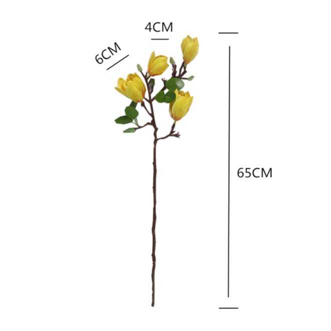 Hoa giả - Cành hoa mộc lan cao su 4 bông kèm nụ hoa đẹp trang trí nhà cửa