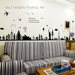 Decal dán tường diy hình tòa nhà thành phố hy lạp thời trang