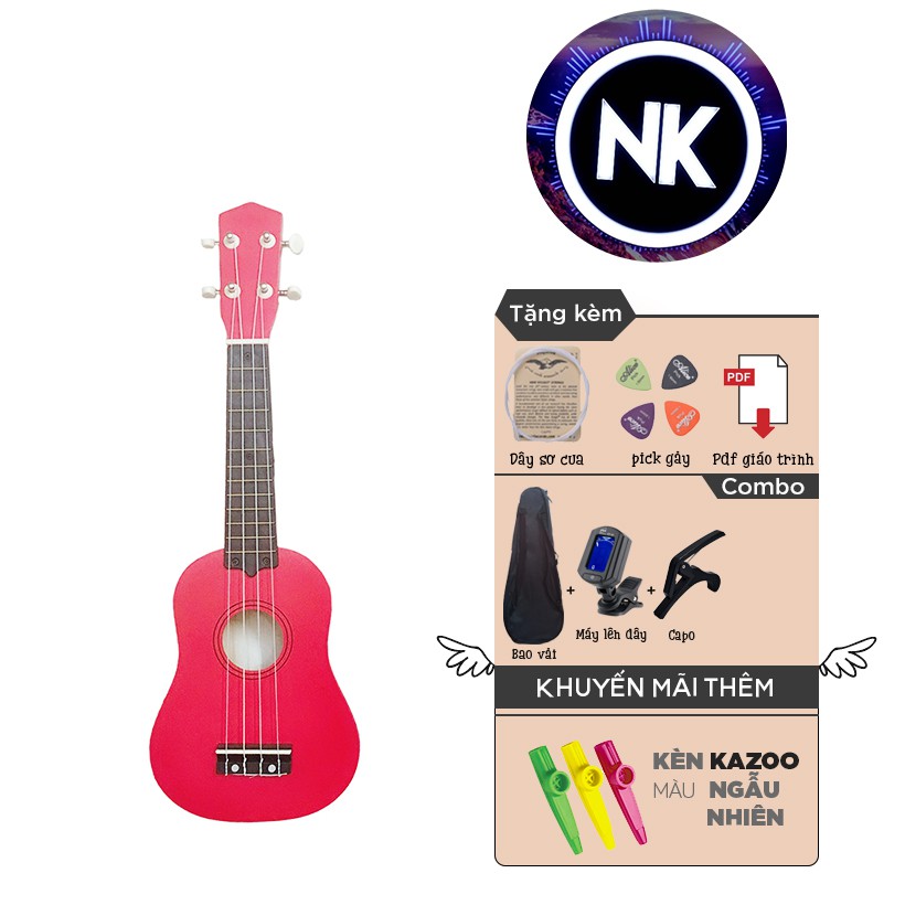 (MUA 1 ĐƯỢC 9) Đàn Ukulele Soprano 21" Full Phụ Kiện + Bao Vải + Capo + Tuner + Kèn Kazoo