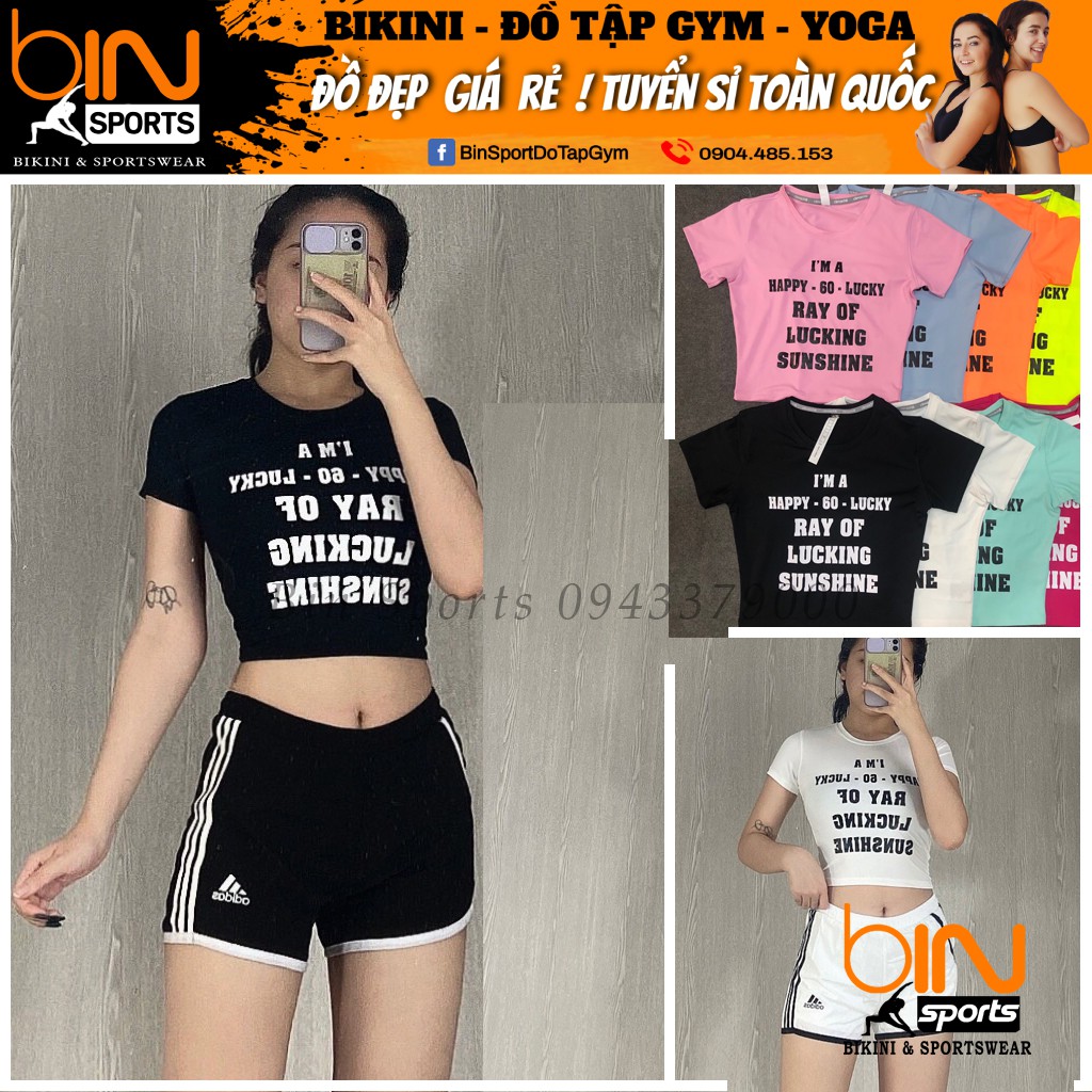 Aó croptop nữ, áo tập yoga, gym, aerobic thể thao Bin Sports A123