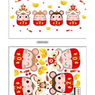 Decal trang trí tường Tết - 4 Chú Chuột 2020
