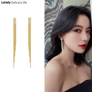 Đôi khuyên tai dài gắn núm tua phong cách Hàn Quốc thanh lịch cho nữ