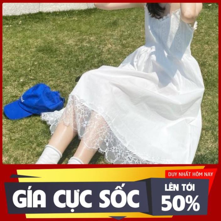 Đầm - váy hai dây trắng ren tiểu thư có dây điều chỉnh 2 lớp dày dặn không lộ KOZODA D21