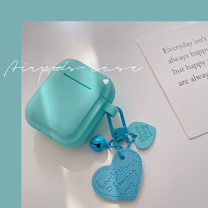 Vỏ Bảo Vệ Hộp Sạc Tai nghe không dây Airpods 1 / 2 / 3 / pro Hình Vòng Tay Trái Tim Màu Xanh Da Trời
