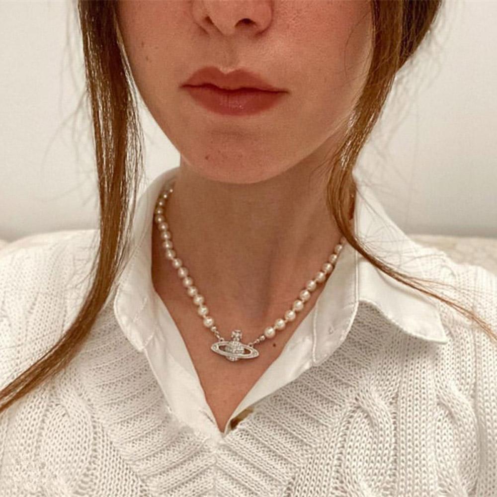 Vòng Cổ Choker Phối Ngọc Trai Nhân Tạo Thiết Kế Tinh Tế Thời Trang|Saturn / Nhiều Màu