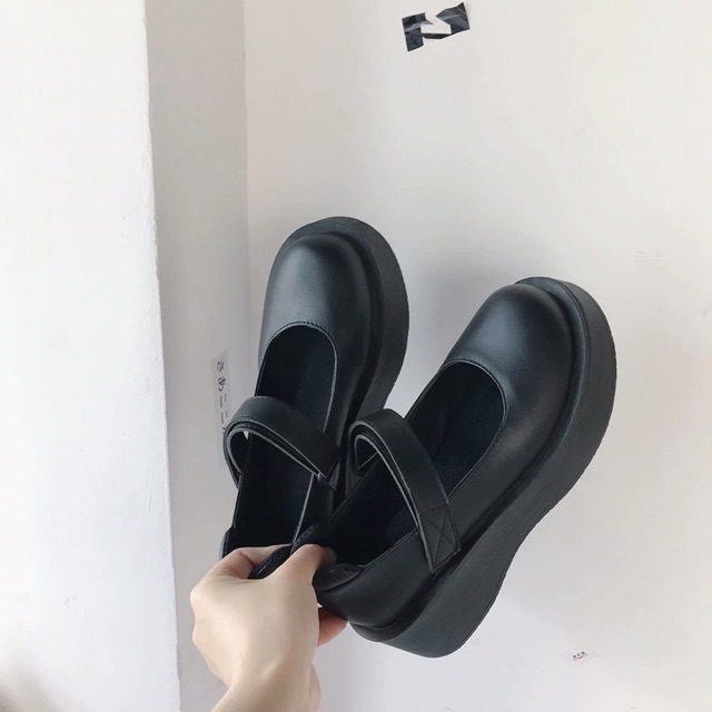 Giày Mary Janes đế bằng quai dán cao 5cm mã K019
