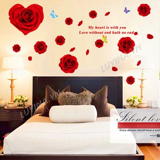 Decal dán tường trang trí quán cafe, văn phòng,phòng cưới - Cánh hoa hồng đỏ