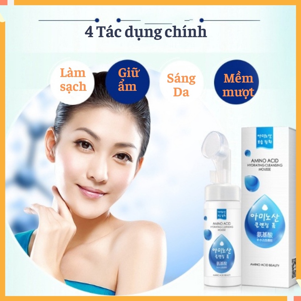 Sữa Rửa Mặt Tạo Bọt Amino Acid Đầu Cọ Silicon Hankey Giúp Sạch Sâu Lỗ Chân Lông Giảm Mụn Chai 120ml Nội Địa Trung