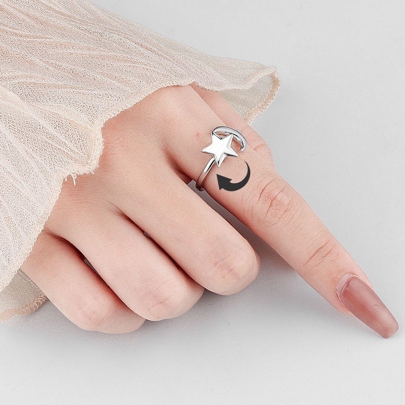 Nhẫn Hở Hình Mặt Trăng/Ngôi Sao Thời Trang Xoay Được Giúp Giảm Căng Thẳng Cho Nữ