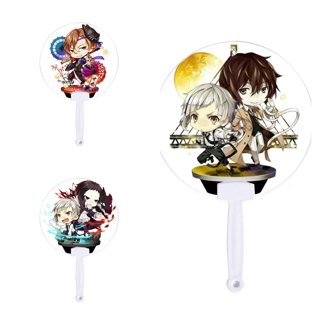 Quạt tròn cán nhựa in hình Bungou Stray Dogs chibi anime xinh xắn