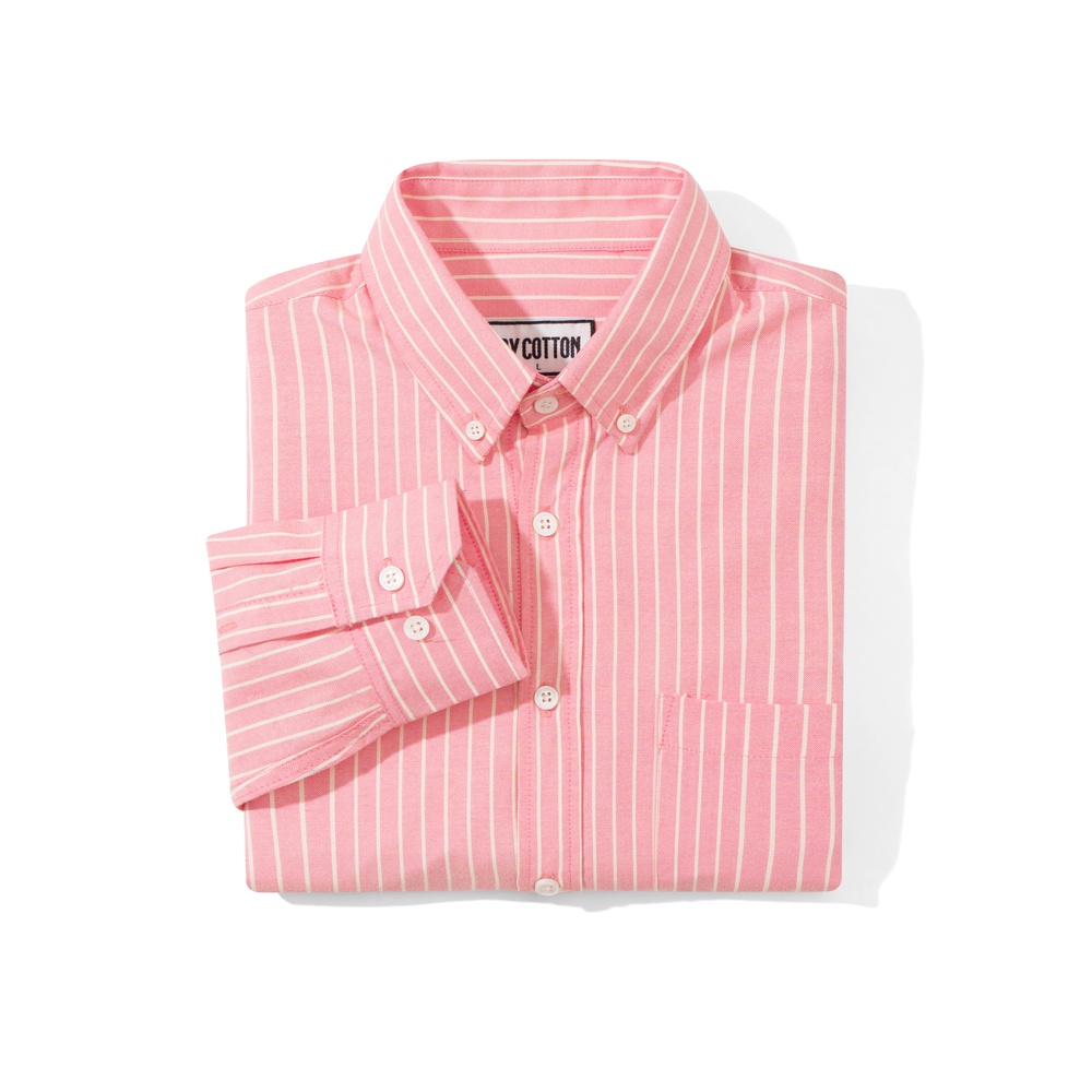 Áo Sơ Mi Nam Dài Tay Cam Phối Sọc BY COTTON Orange Stripes Oxford