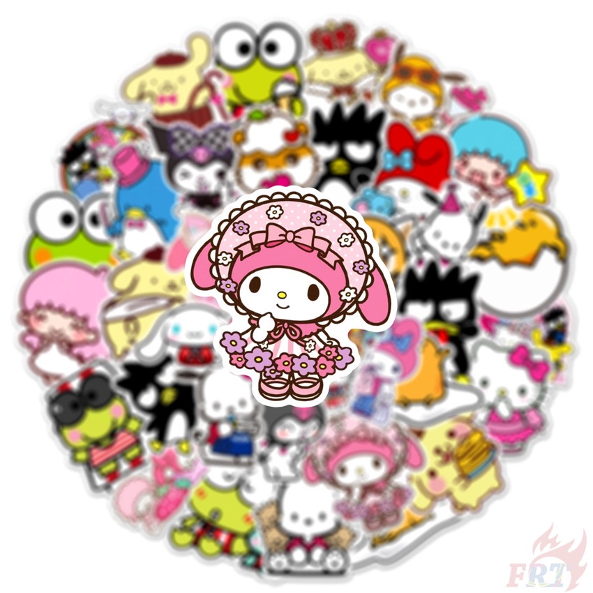 ❉ Sanrio Cartoon Kawaii Character Mixed Series 04 Stickers ❉ 50Pcs/Set Q Melody Kuromi Kerokero Keroppi Cinnamoroll Hello Kitty DIY Fashion Luggage Laptop Skateboard Decals Doodle Stickers