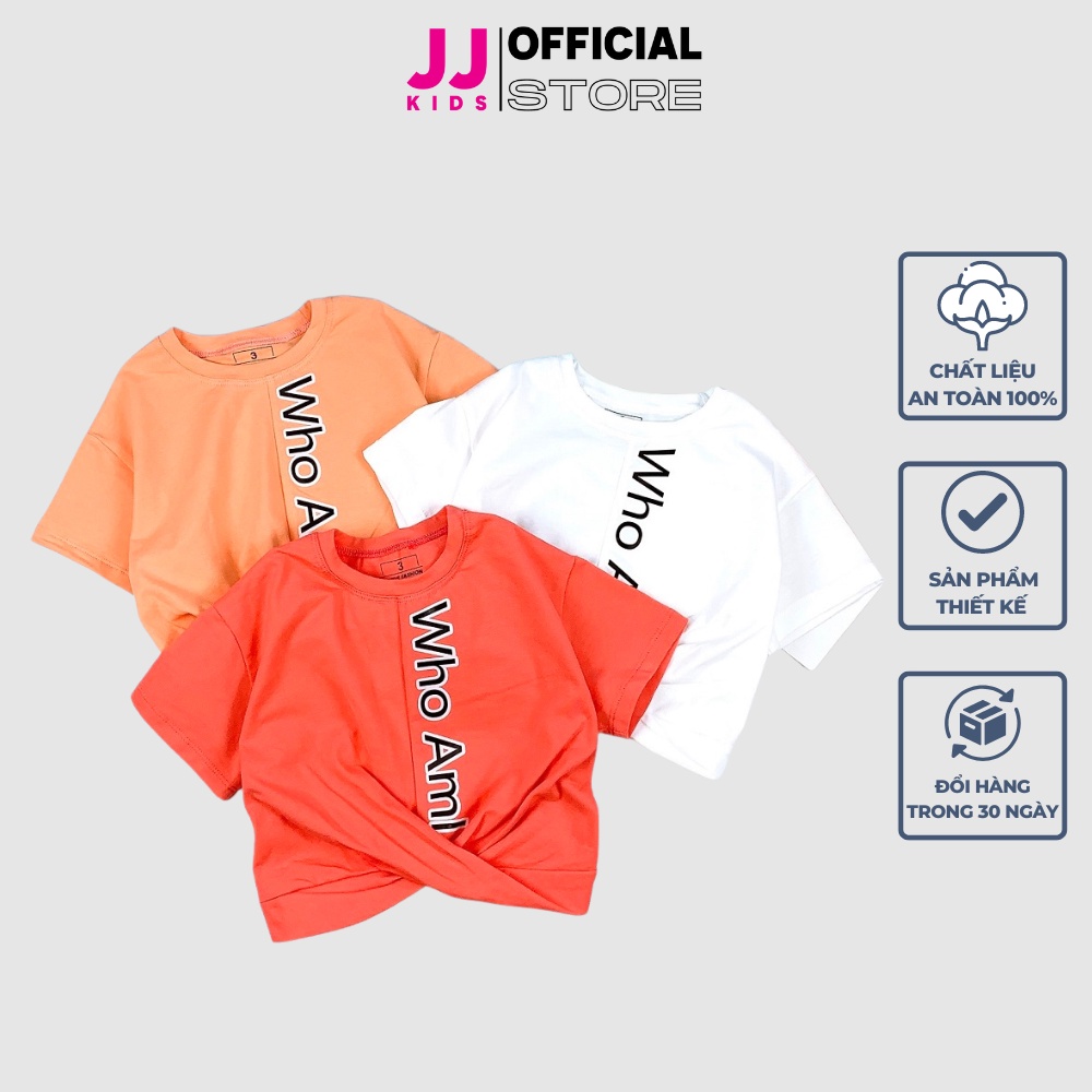 Áo thun croptop cho bé gái, áo phông croptop bé gái cao cấp cộc tay full size - JJ Kids