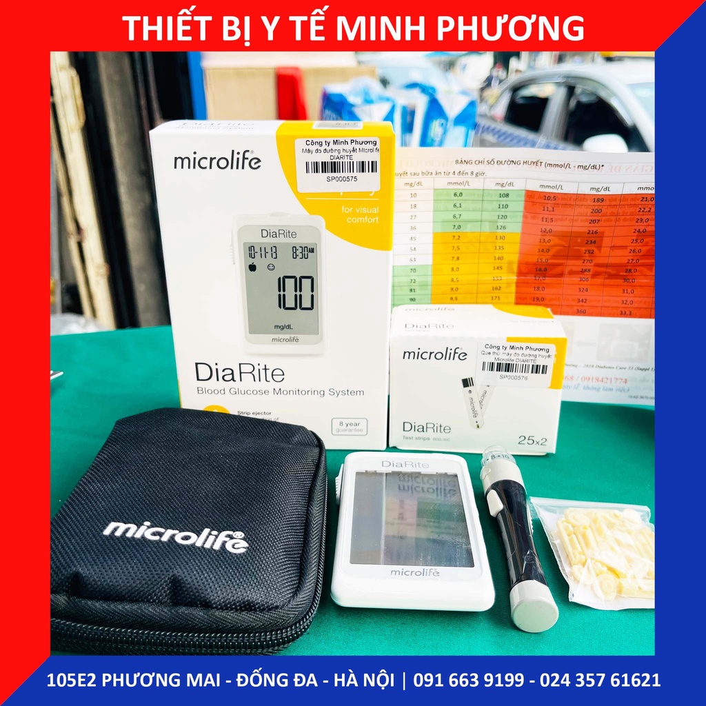 Máy đo đường huyết, que thử tiểu đường Microlife DIARITE
