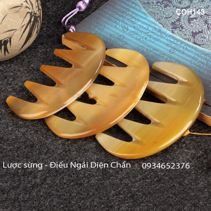 Lược sừng răng thưa thần thánh (Size: S - 9cm) chải tóc xoăn, rối, xù - Massa đầu giúp lưu thông máu