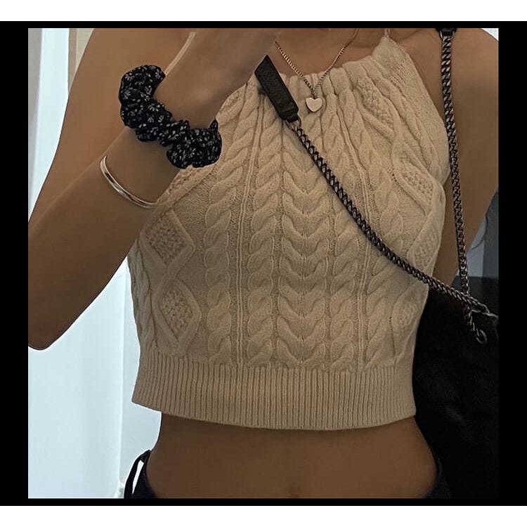 COZOK Áo Dệt Kim Không Tay Hở Lưng Gợi Cảm Cho Nữ