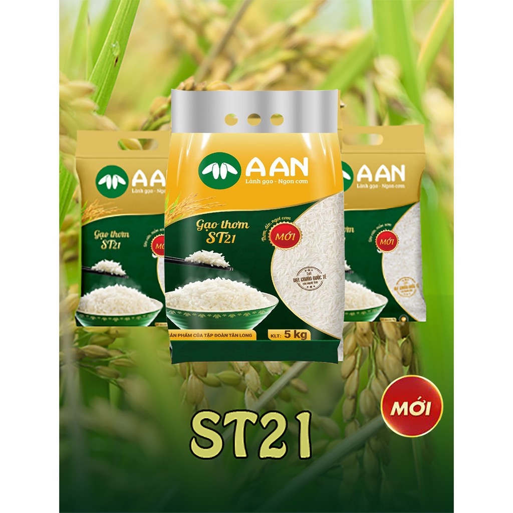 gạo st21 A an 5 kg  Đặc Sản Sóc Trăng - Gạo ST21 A An Mỗi Túi 5Kg