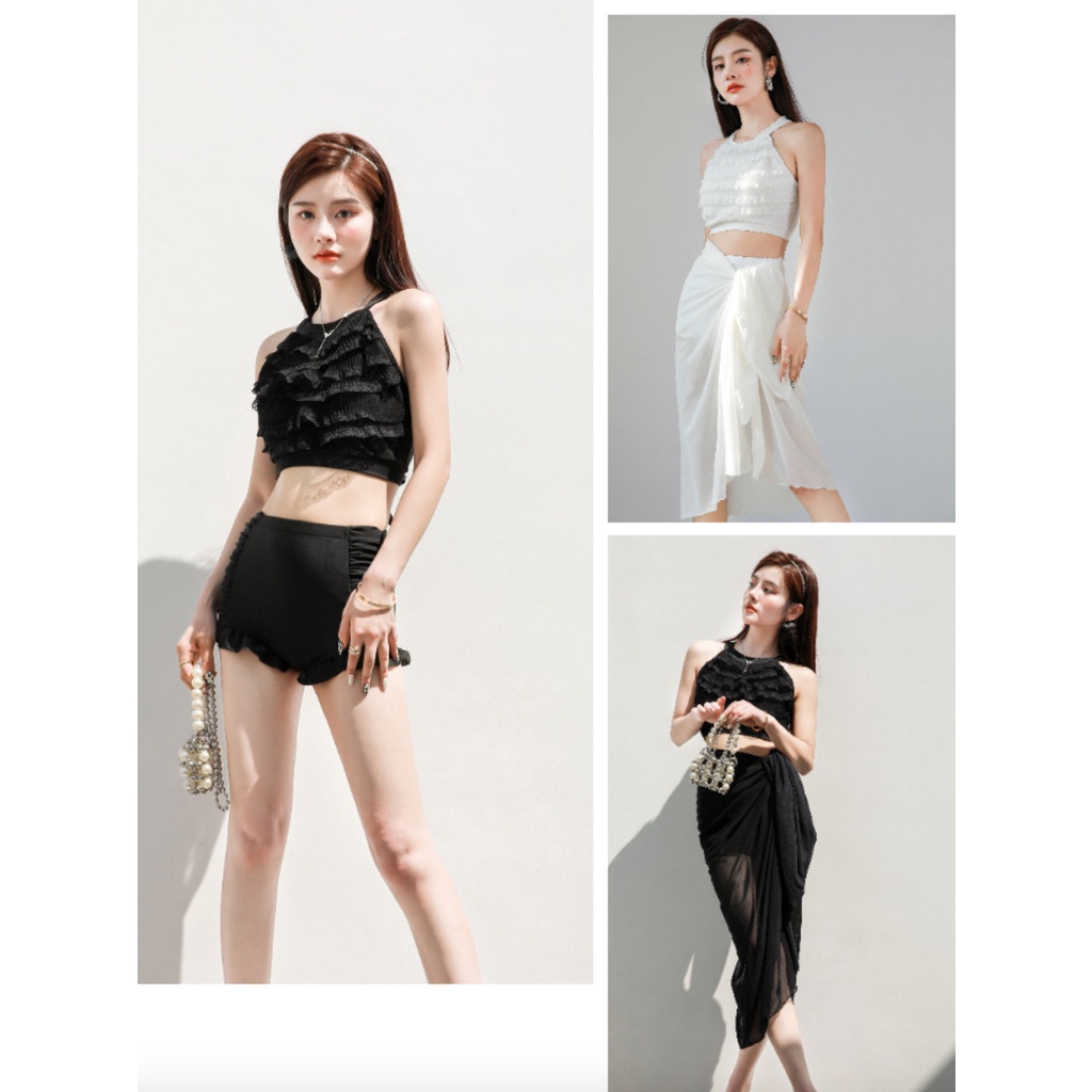 Bộ đồ bơi bikini nữ 2 mảnh tắm biển kín đáo sexy quyến rũ kèm váy choàng - B.46