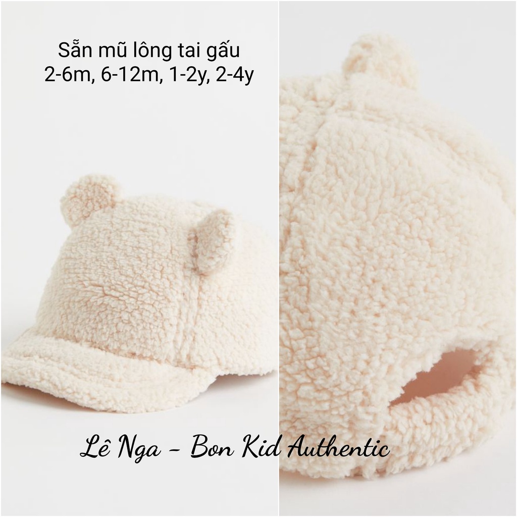 Mũ lông tai gấu HM US chính hãng sz 2-6m, 6-12m, 1-2y, 2-4y
