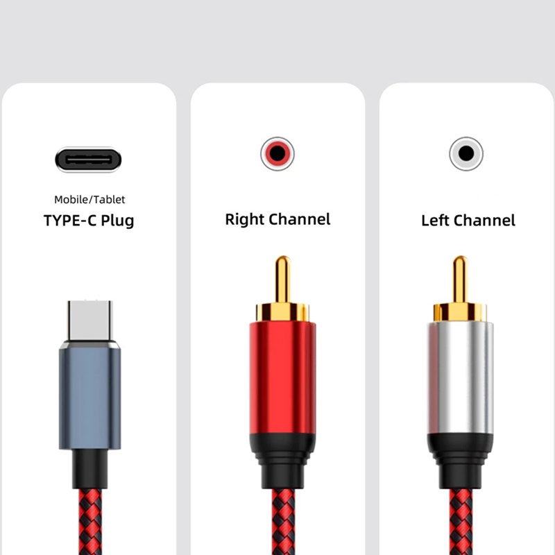 Cáp ChuyểN ĐổI Âm Thanh USB C Sang 2 RCA Sang 2 RCA Cho Loa Xiaomi Huawei MáY TíNh BảNg / TV