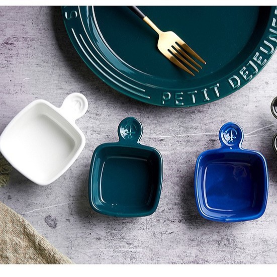 Bát sứ ăn dặm hình vuông tay cầm thủy thủ - Nhiều màu