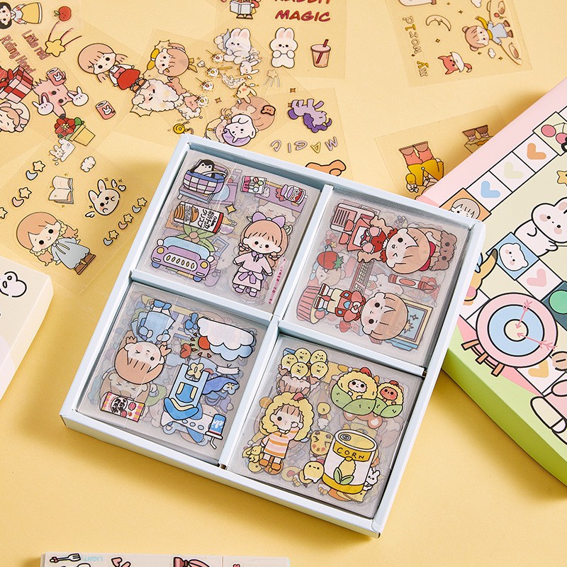 Bộ 100 hình sticker trong  đáng yêu trang trí sổ tay, bình nước - Đại Sỉ