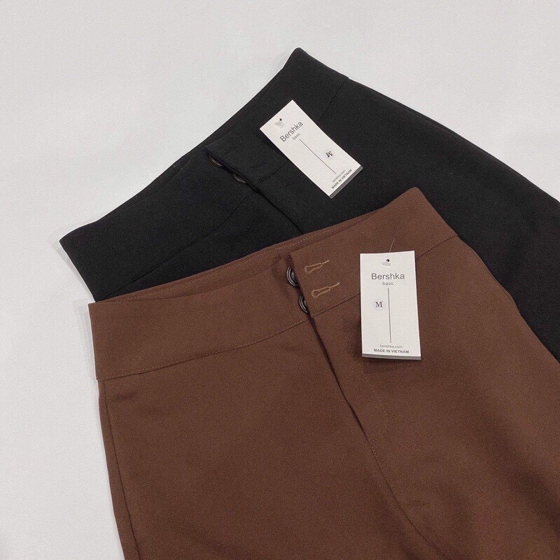 Quần Ống Loe Cạp Cao 2 Khuy 💕 Quần Công Sở Nữ Vải Tuyết Mưa Chống Nhăn | BigBuy360 - bigbuy360.vn