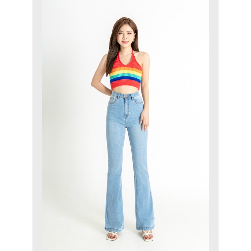 Quần jeans ống loe dáng dài 105cm vải xuất dư HQJeans tôn dáng HQ51