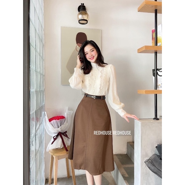 Áo ren cổ trụ dập bèo dọc thân