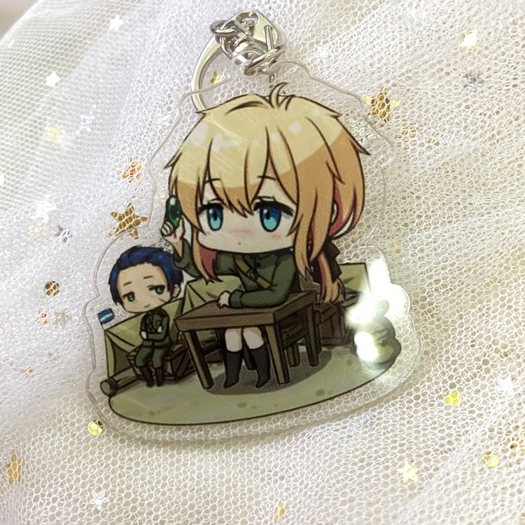 ( Mica trong acrylic) Móc khóa Violet Evergarden ver cute in hình anime chibi